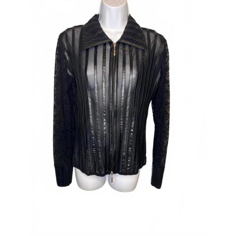MESMERIZE Sheer Panel Zip Blouse | Goth Glam | Whimsigoth Aesthetic, Size L